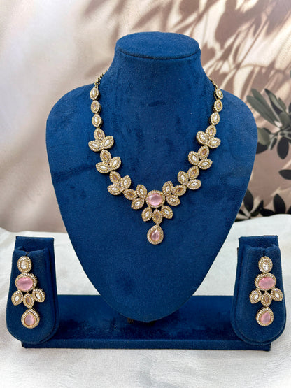 Antique Kundan Pink Necklace Set