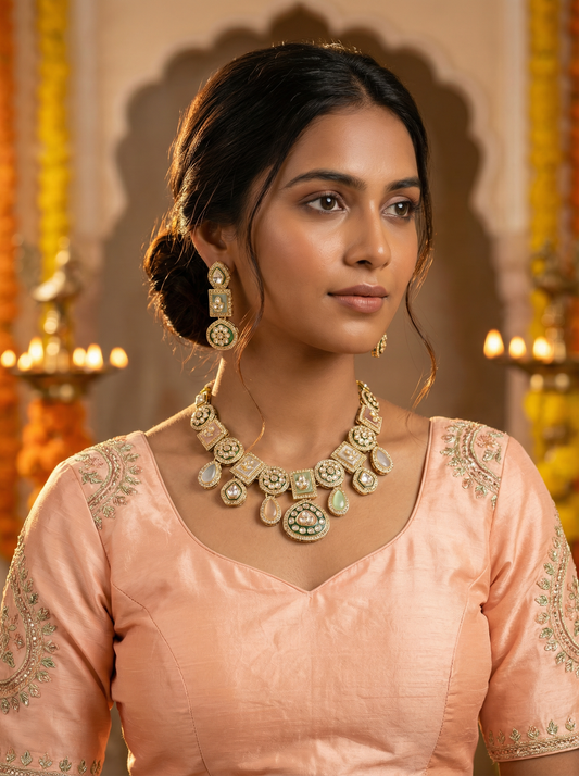 Polki Kundan Multi Bridal Jewelry Set