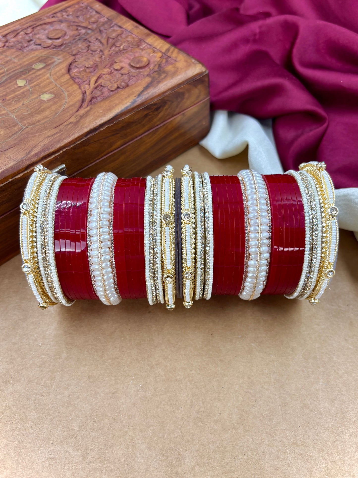 Pearl Embellished Punjabi Wedding Chura