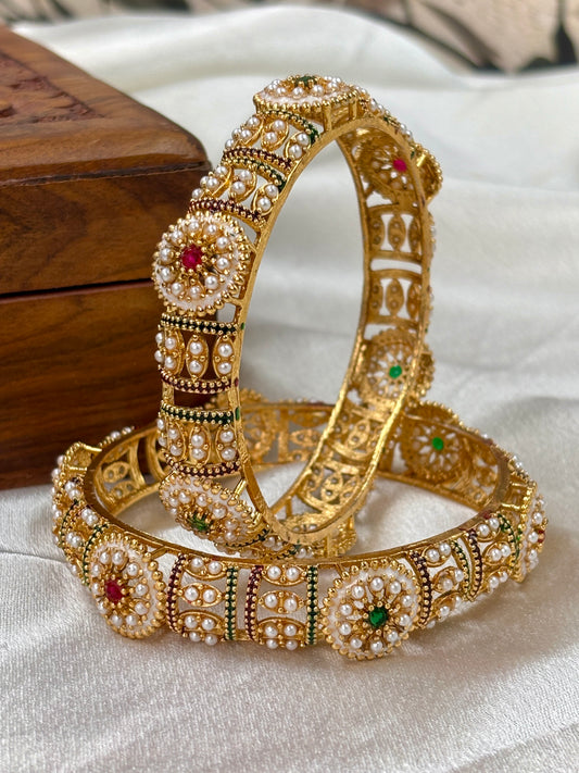 Traditional Pearl Meenakari Kada