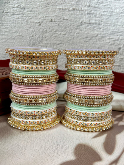 Bridal Kundan Velvet Bangles Set
