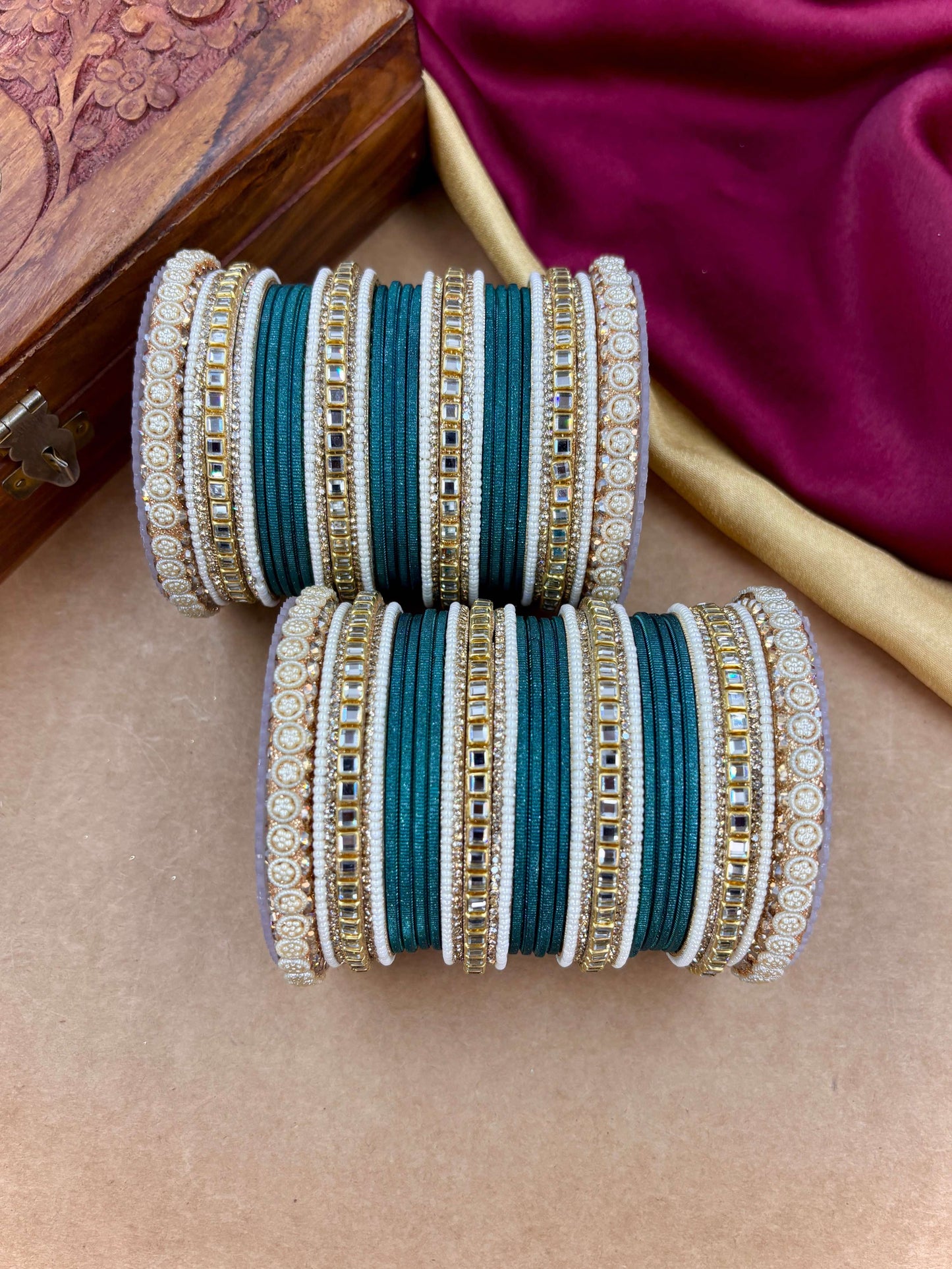 Traditional Peacock Kundan Bangles