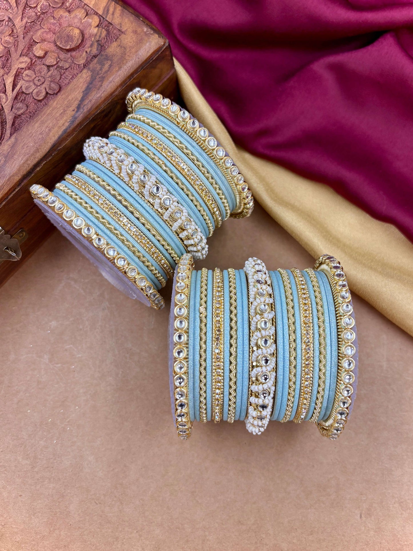 Ethnic Sky Pearl Kundan Set