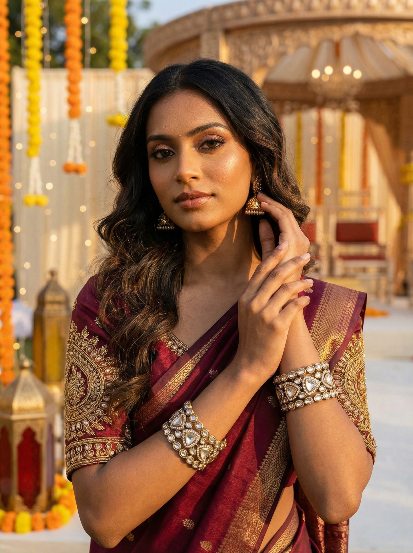 Antique Finish Kundan Bangles Set | Traditional Bridal Jewelry