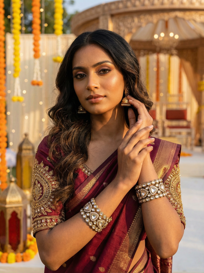 Antique Finish Kundan Bangles Set | Traditional Bridal Jewelry