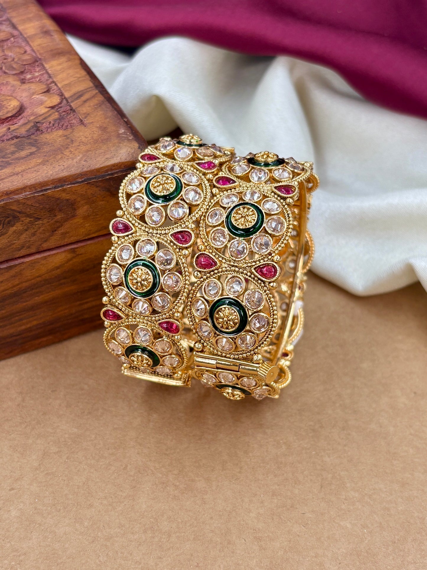 Antique Finish Polki Kada | Traditional Bridal Jewelry