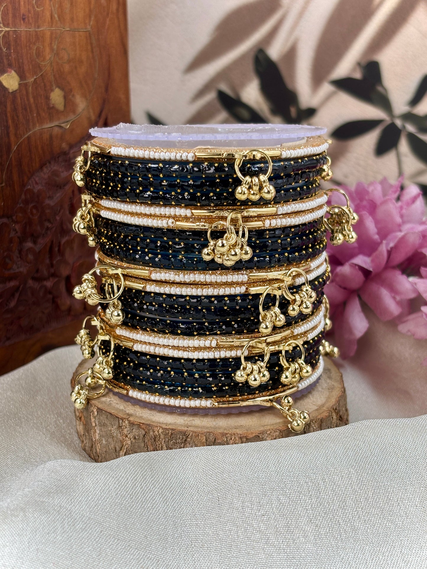 Kashmiri Ghunghroo Bangle Set - PEACOCK