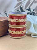 Trendy Red Glass Bangles Set