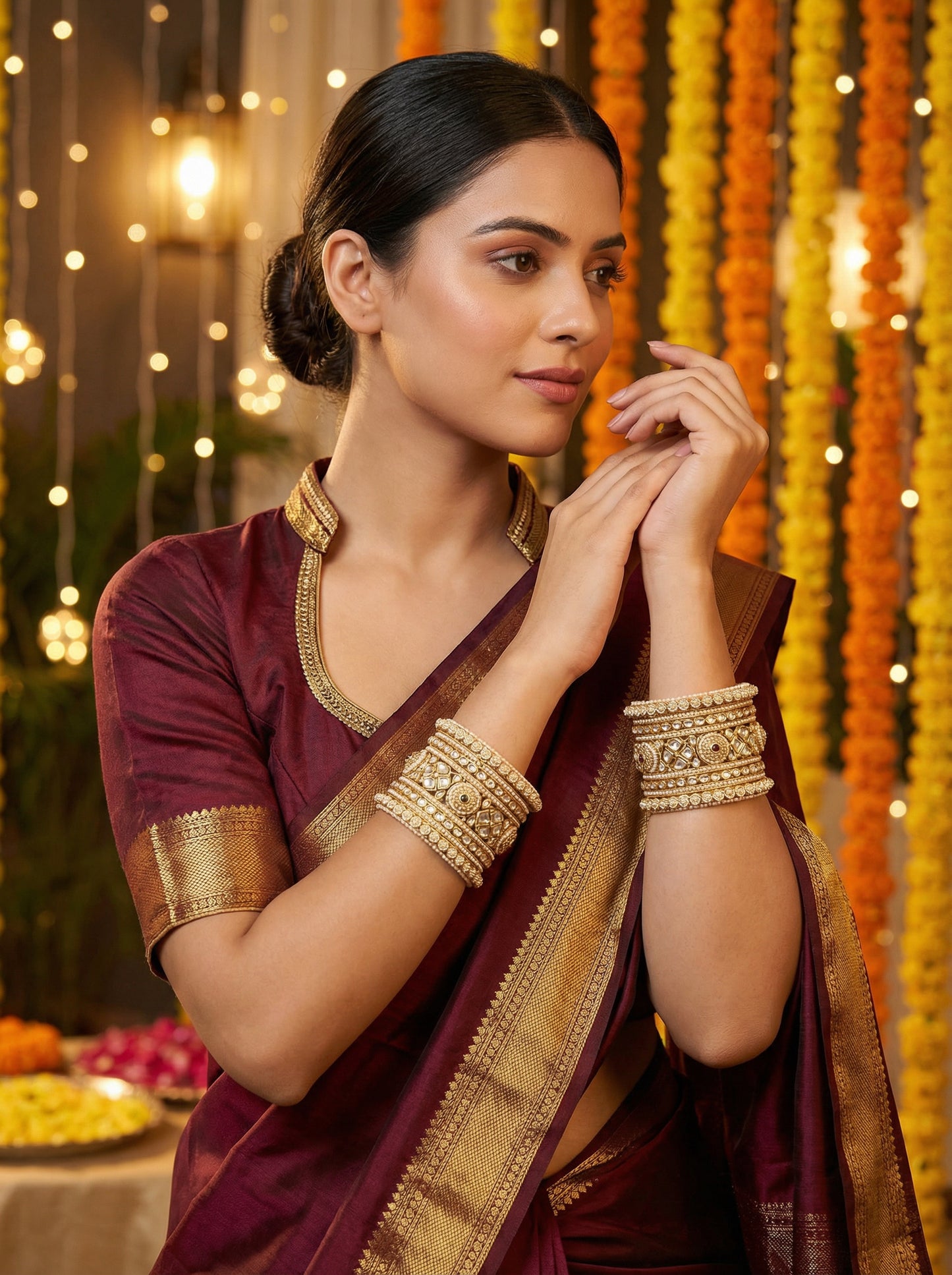 Bridal Kundan Pearl Bangles Set – Traditional Indian Jewelry