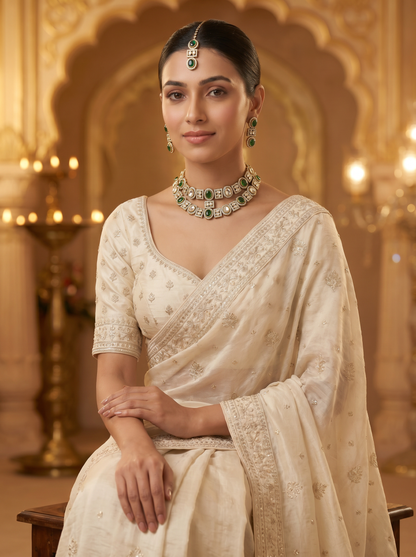 Green Bridal Double Layer Jewellery Set