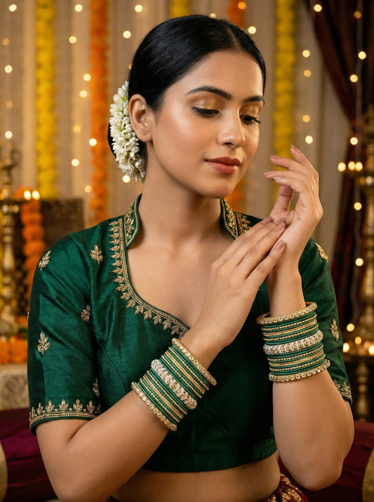 Ethnic Rama Pearl Kundan Set