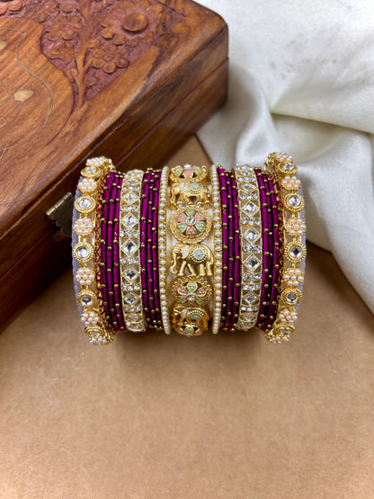 Designer Falsa Silk Thread Bangles Set