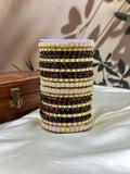 Maroon Raindrop Glass Bangles Set