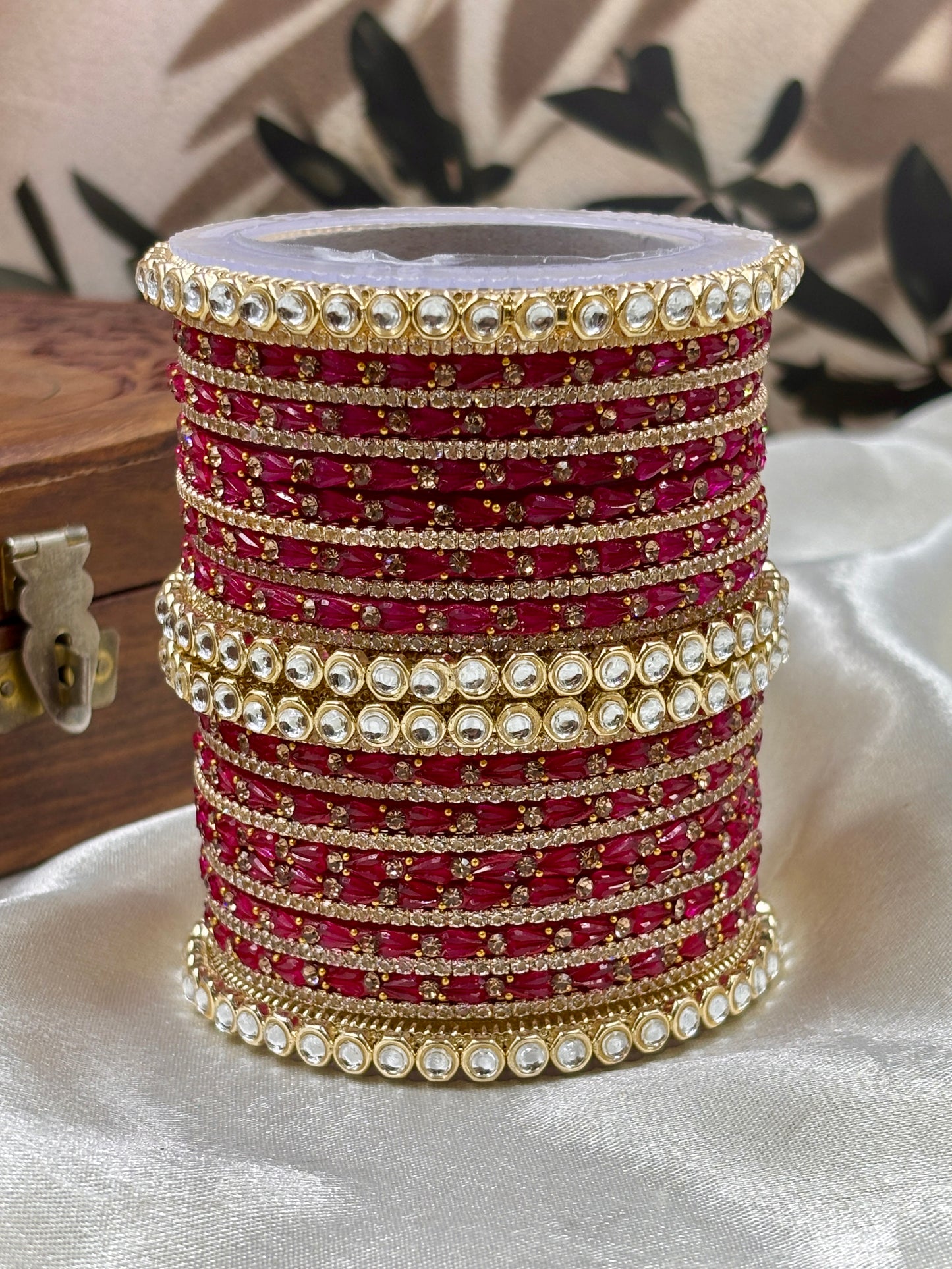 Rani Kundan Glass Bangles Set
