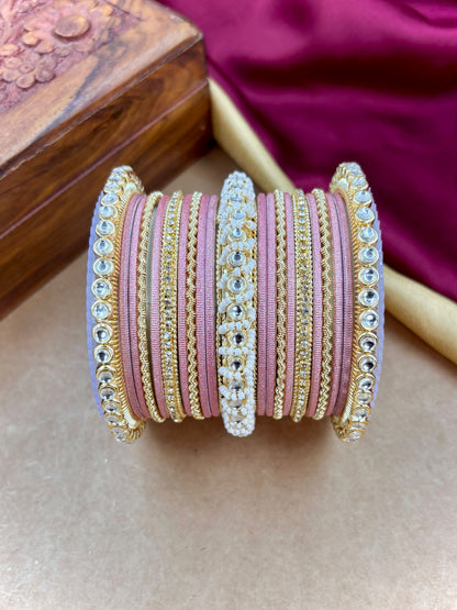 Ethnic Peachpink Pearl Kundan Set