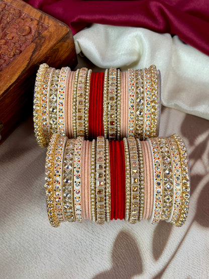 Bridal Kundan Velvet Bangles Set