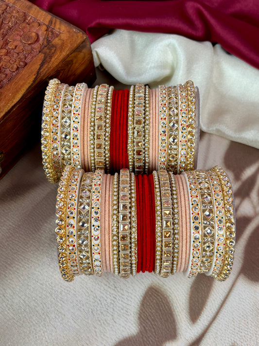Bridal Kundan Velvet Bangles Set