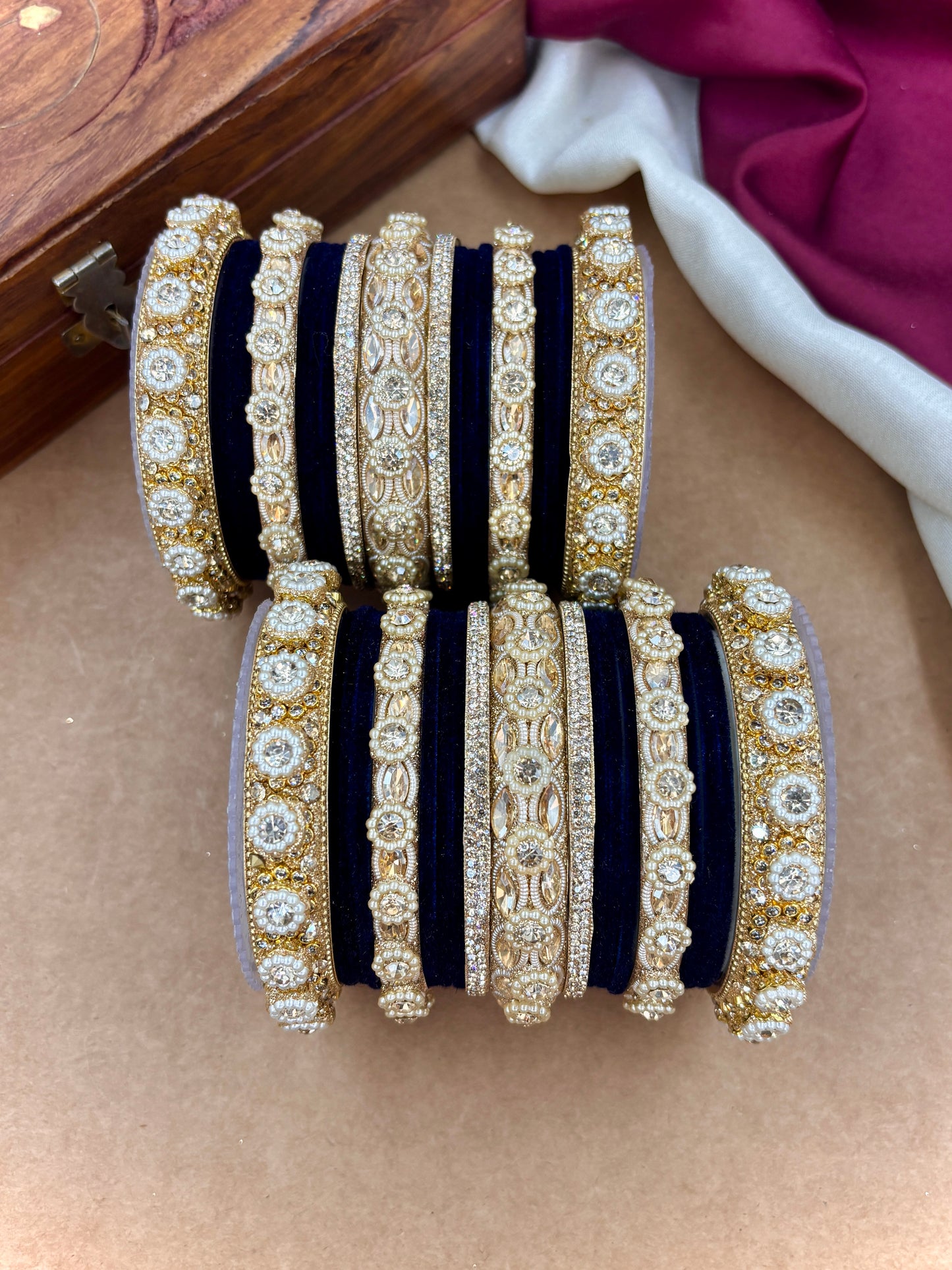 Royal Blue Velvet Bangles Set