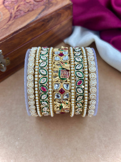 Ethnic Elephant Meenakari Bangle Set