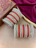 Traditional Orange Kundan Bangles