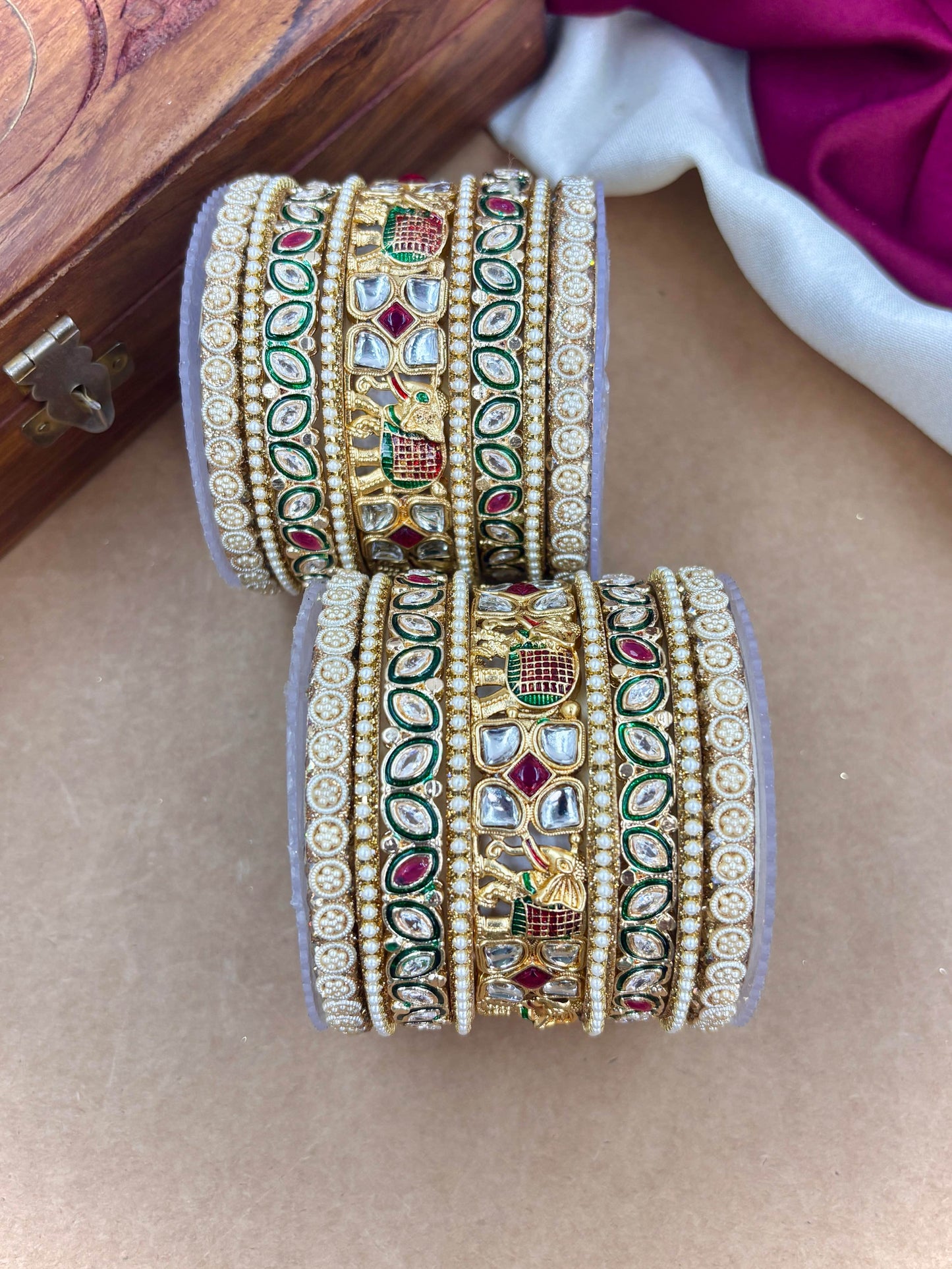 Ethnic Elephant Meenakari Bangle Set