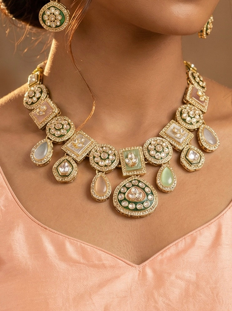 Polki Kundan Multi Bridal Jewelry Set