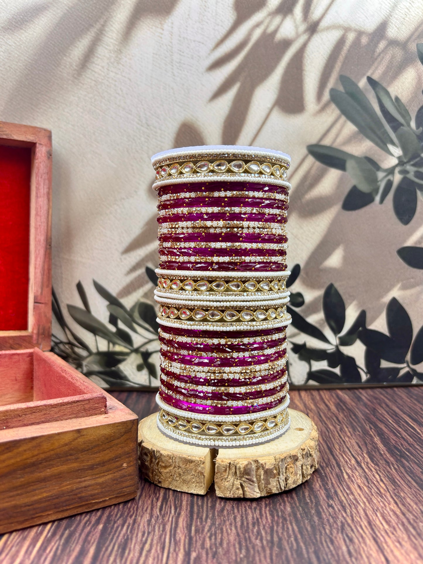 Kundan Pearl Glass Bangles Set for Women