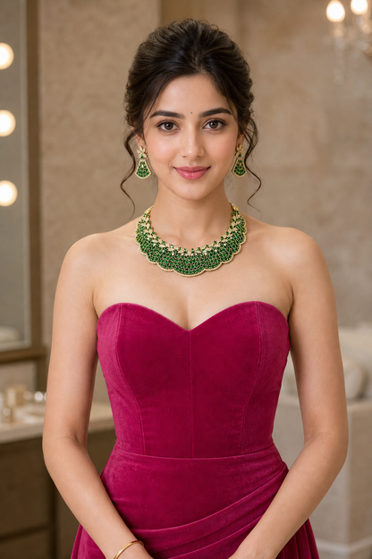 Designer Green Choker Necklace for Girls & Women