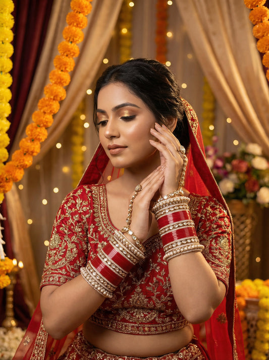 Traditional Kundan Punjabi Bridal Chooda Bangles Set