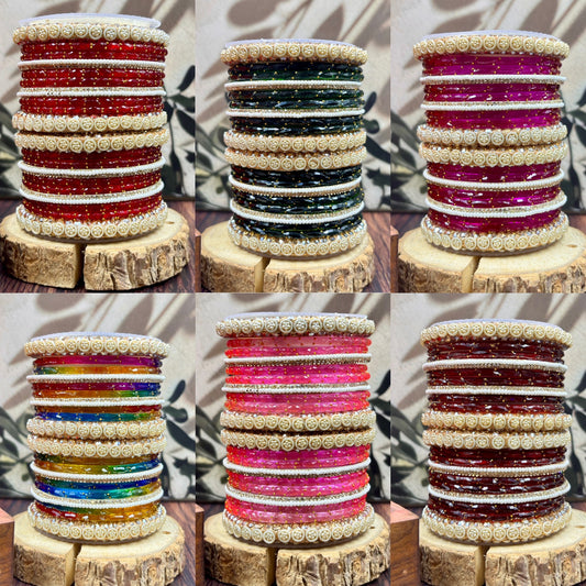 Trending Designer Glass Bangles Set for Women
