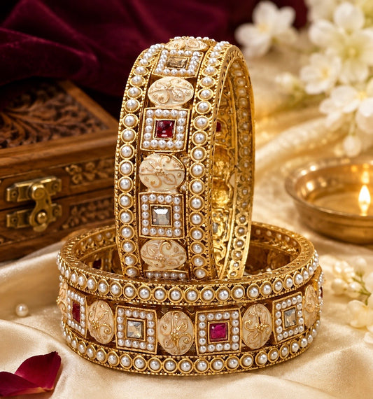 Traditional Pearl Bangles Set