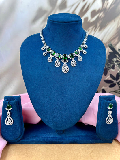 Green AD Stone Necklace Set