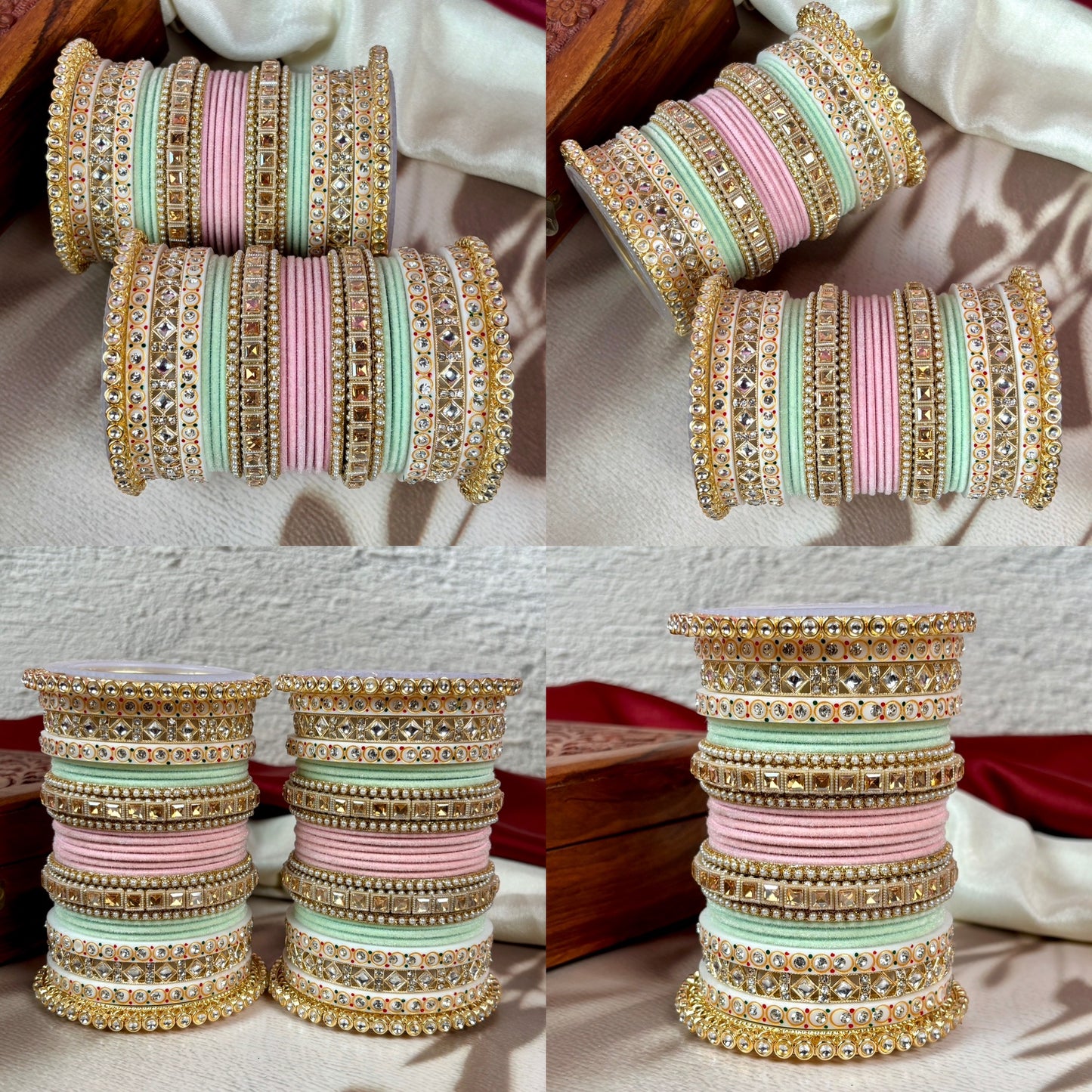 Bridal Kundan Velvet Bangles Set