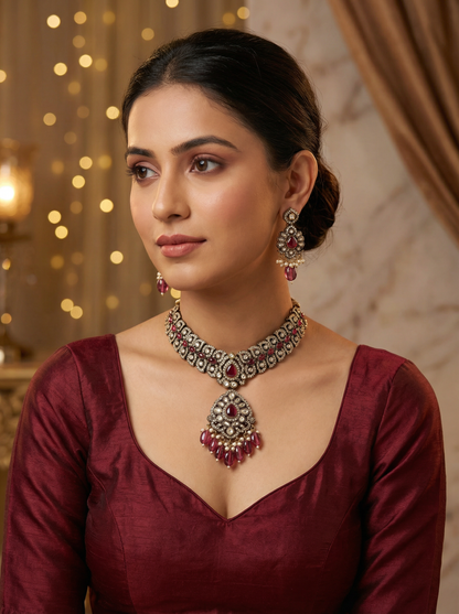 Traditional Antique Rani Kundan Choker Necklace