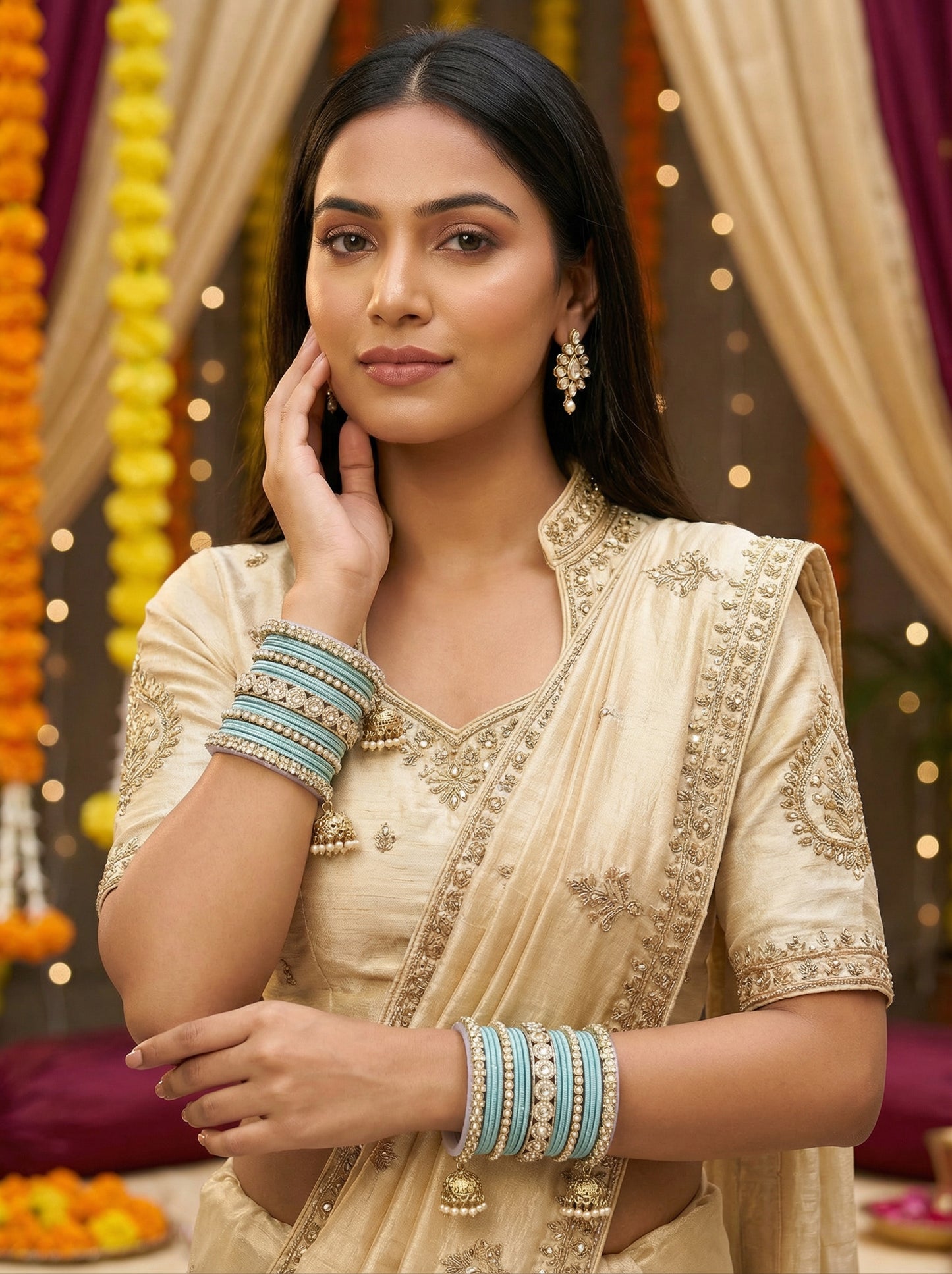 Ethnic Santro Antique Finish Bangles Set