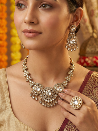 Antique Style Victorian Kundan Necklace Set