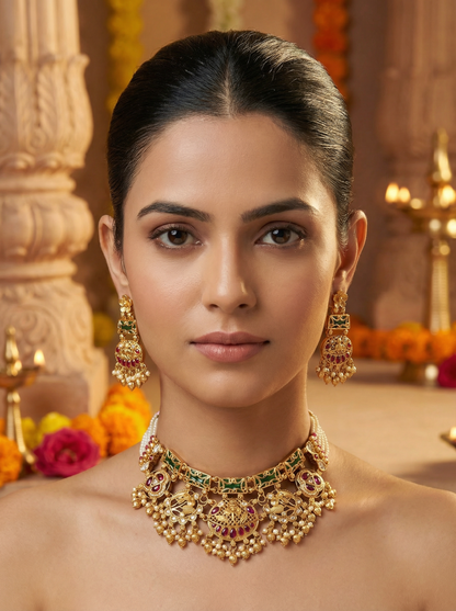 Heritage Bridal Pearl & Polki Choker Set