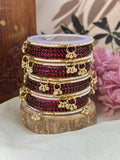 Kashmiri Ghunghroo Bangle Set - WINE