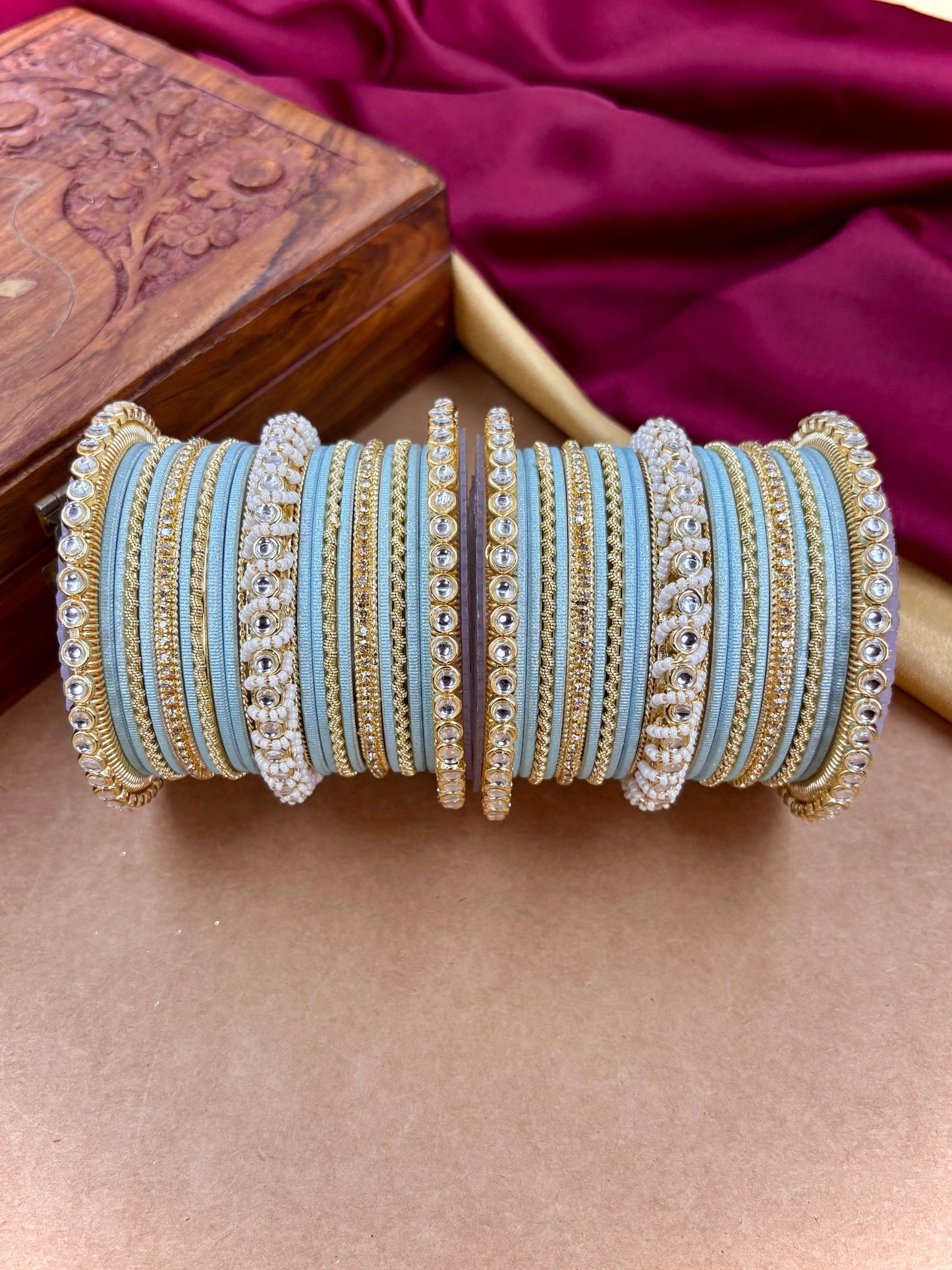 Ethnic Sky Pearl Kundan Set