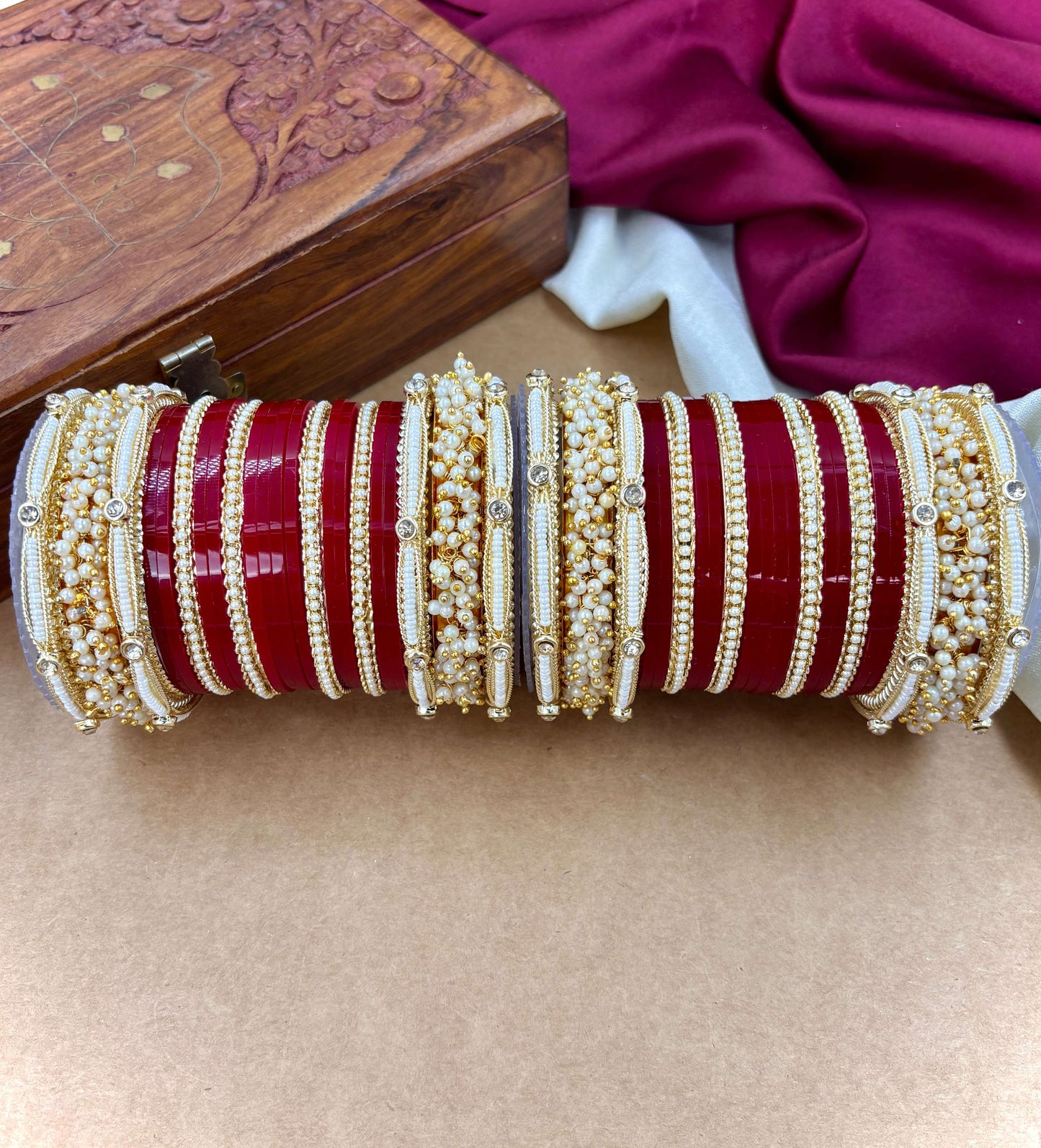 Handcrafted Pearl Punjabi Chuda Set
