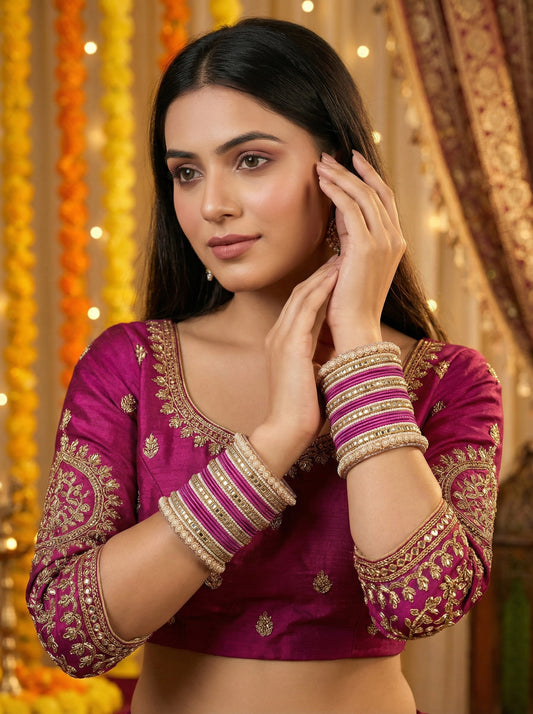 Traditional Rani Kundan Bangles