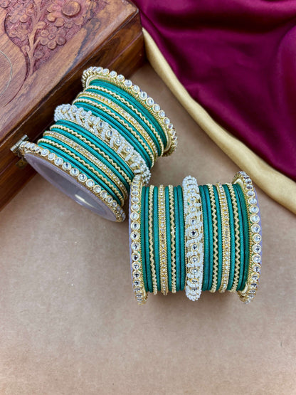 Ethnic Rama Pearl Kundan Set