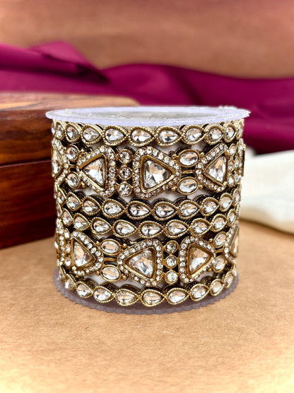 Antique Finish Kundan Bangles Set | Traditional Bridal Jewelry