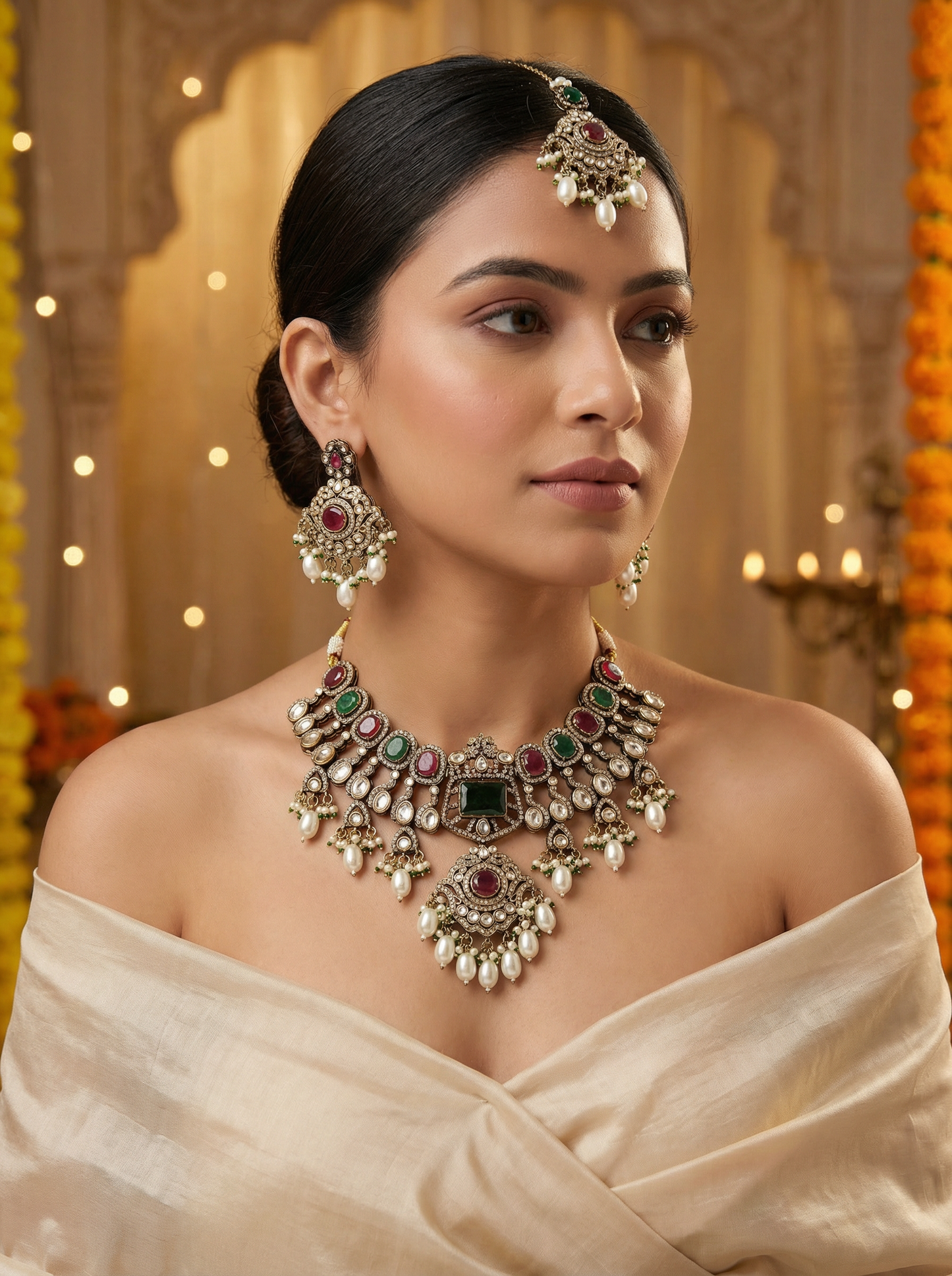 Rani Green Victorian Antique Jewelry Necklace