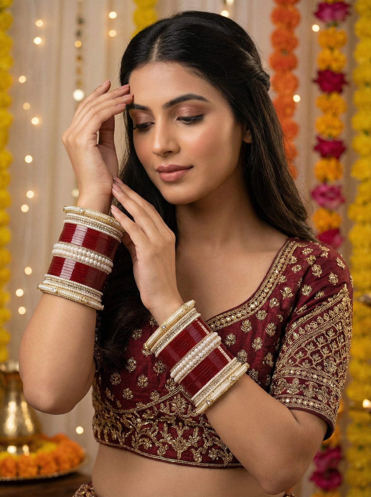 Pearl Embellished Punjabi Wedding Chura