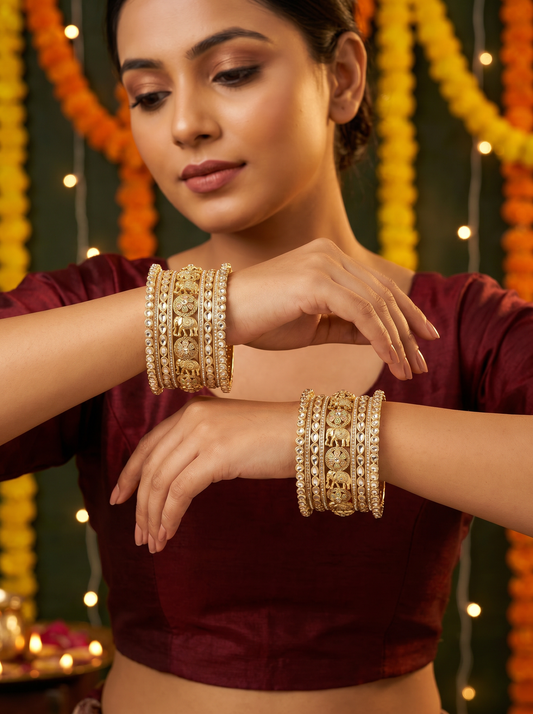 Traditional Kundan Rajwada Bridal Bangles