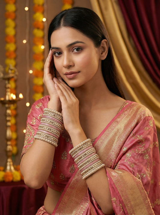 Traditional Pink Kundan Bangles