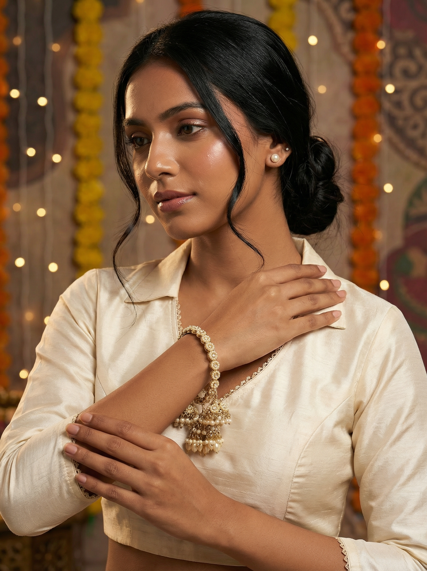 Pearl-Studded Jhumki Kada