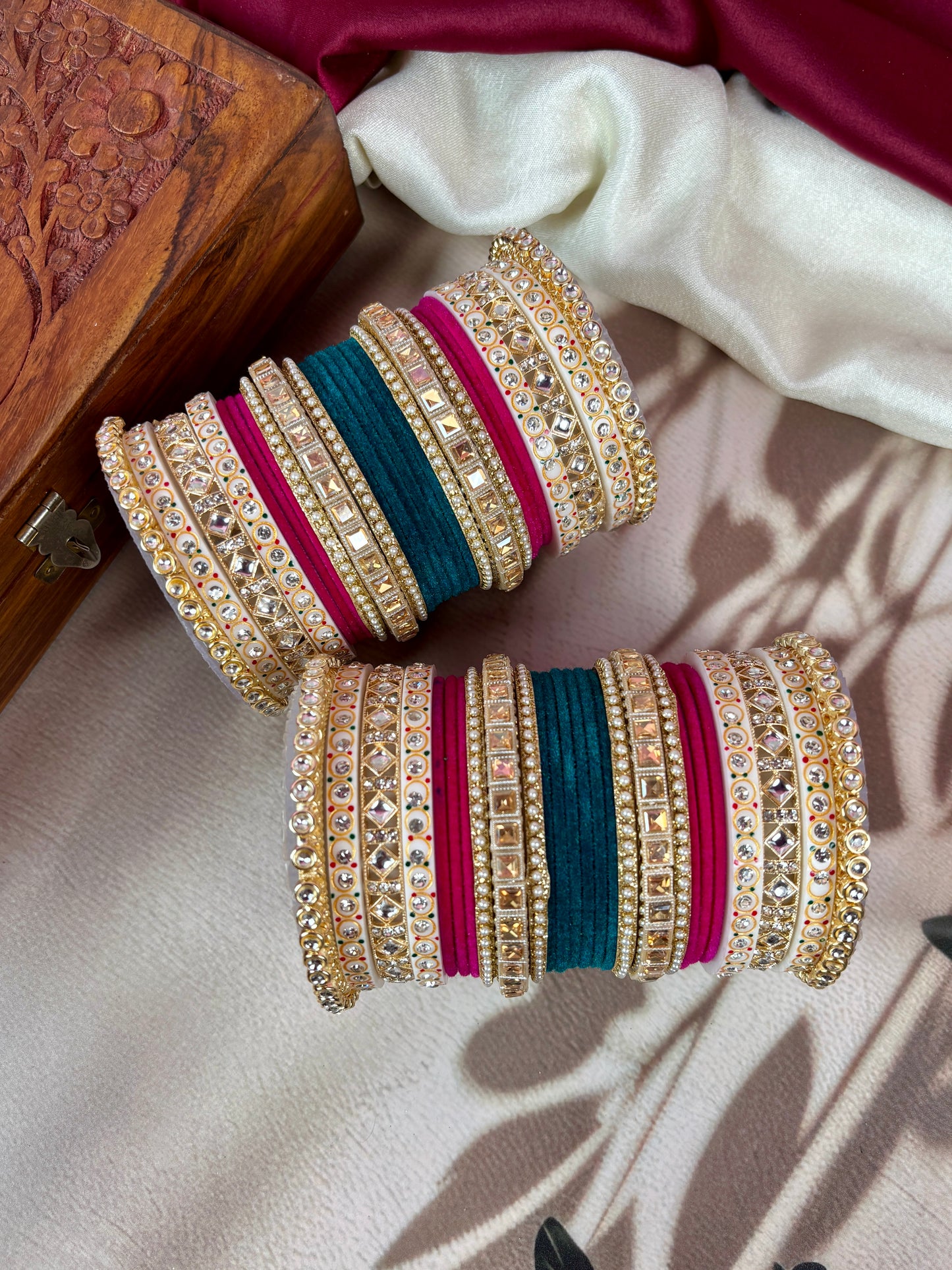 Bridal Kundan Velvet Bangles Set