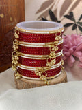 Kashmiri Ghunghroo Bangle Set - STRAWBERRY